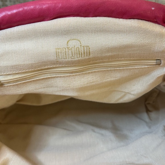 SOLD 🌟4xHP🌟VTG 1980s Pink Leather Shoulder Bag w/ Button Accent by Margolm USA - Picture 5 of 16